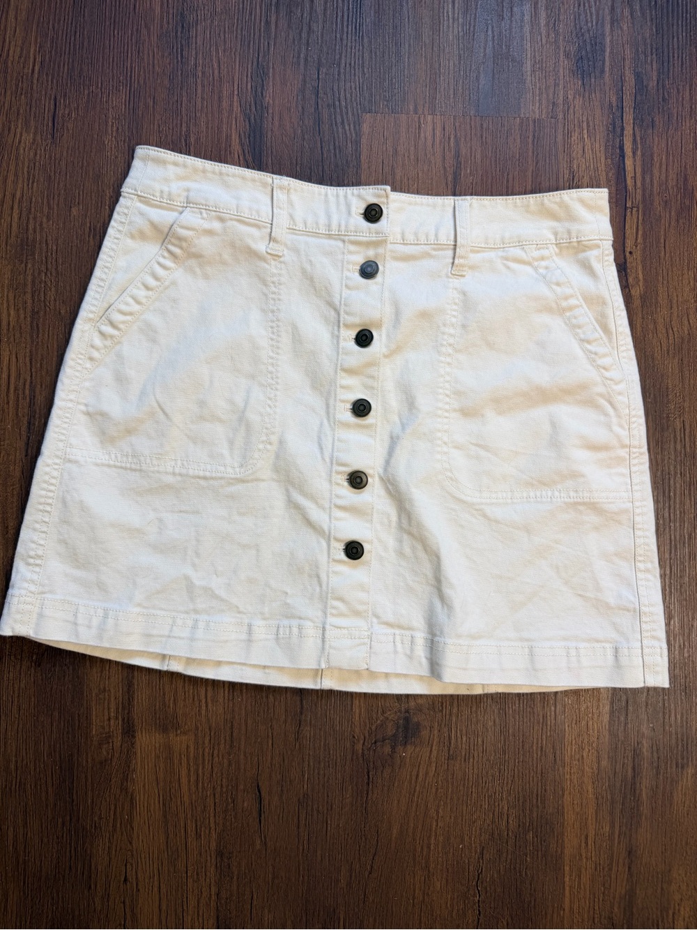 J. Crew Mercantile Off-White Retro A-line Mini Skirt with Patch Pockets